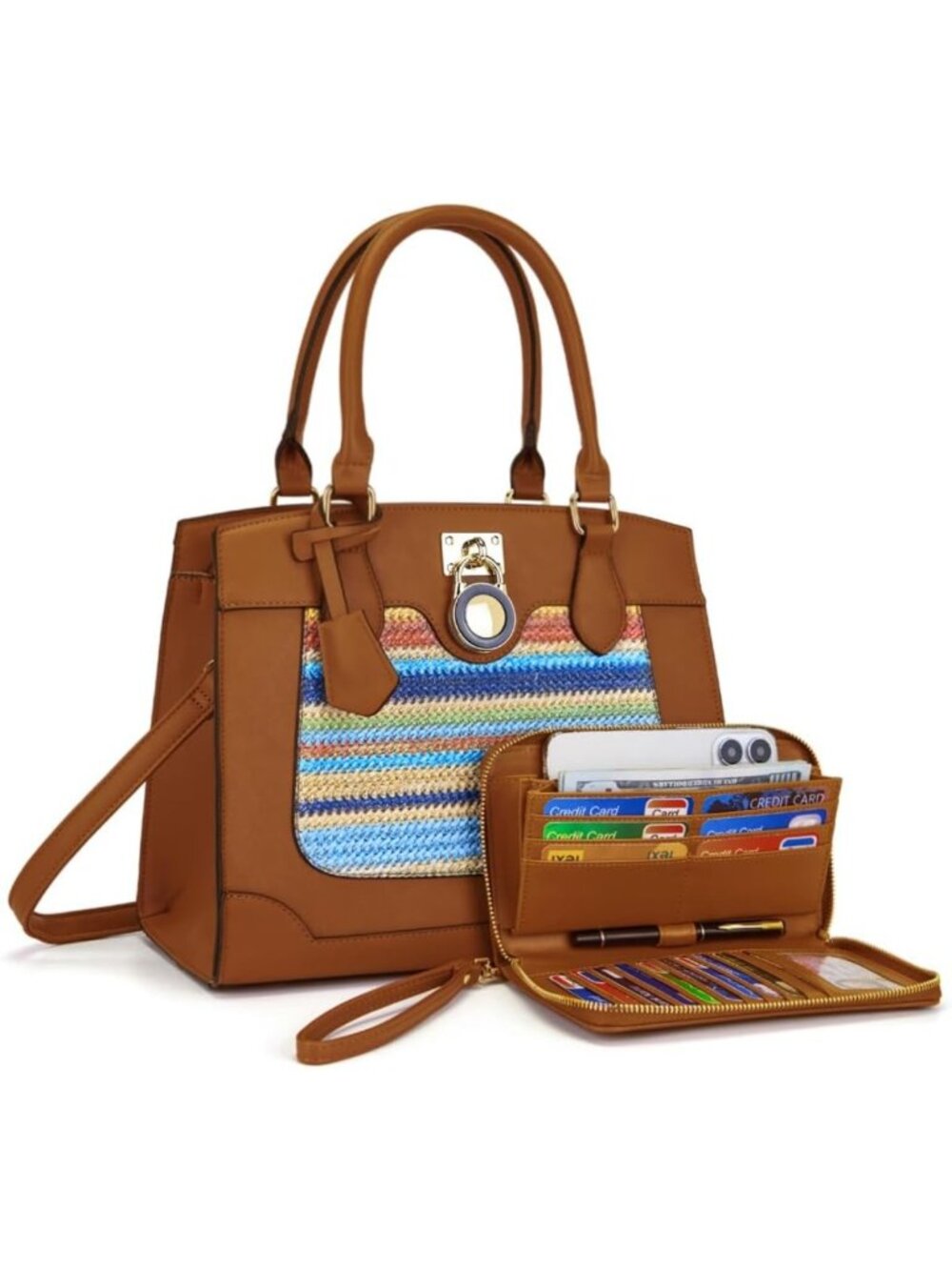 Cute Satchel Tote Handbag Set for Women with RFID Wallet - Stylish 2PCS Purses